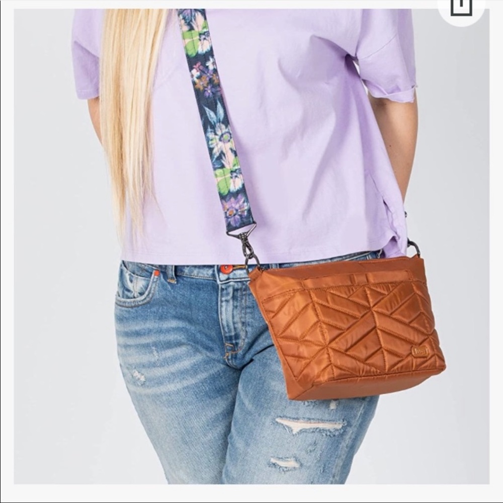 LUG-Mustard Yellow/Orange with floral strap-crossbody